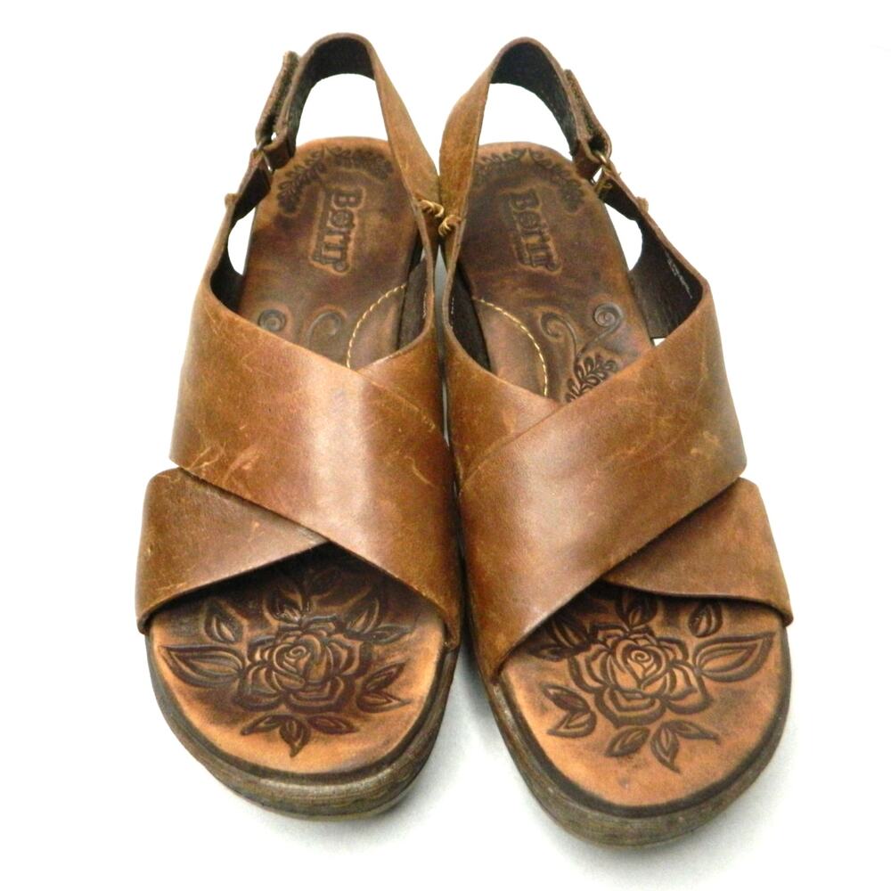 Born Leather Wedges Criss Cross Sandals Size us 10 / 42